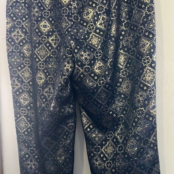 Lafayette 148 Black Gold Metallic Design Trousers Size 4 - Picture 6 of 8